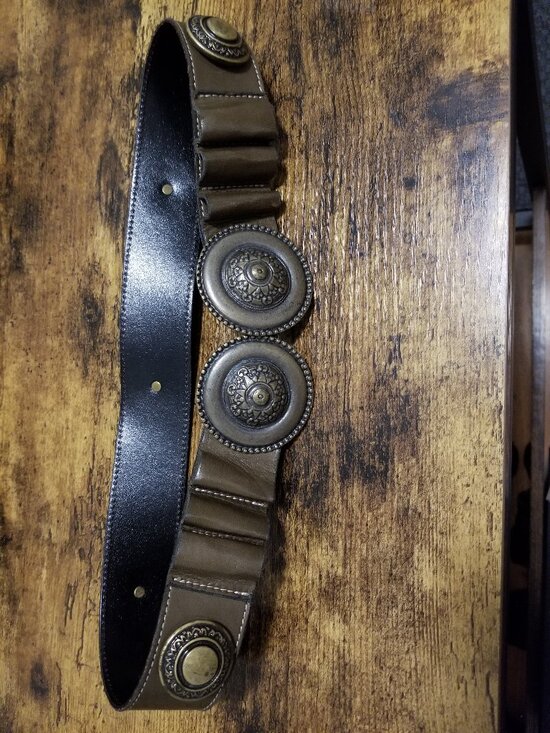 ESCADA Vintage Boho Bohemian Leather Belt Featuring Ornamental Brass Discs main image 10